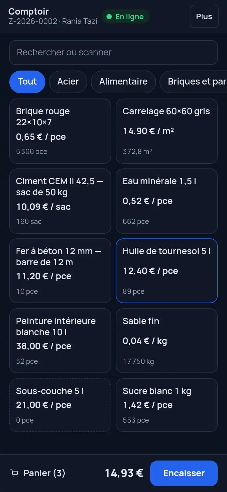 Scannez ou touchez pour vendre · Commerce de détail