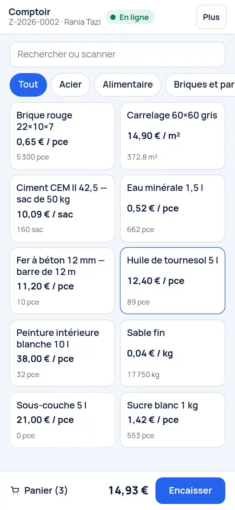 Scannez ou touchez pour vendre · Commerce de détail