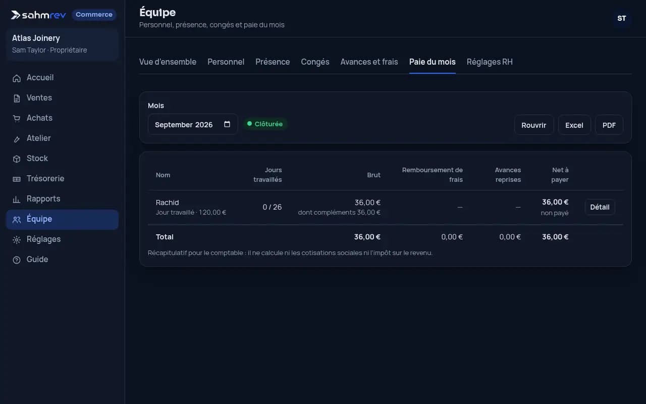 Payez le finisseur à la pièce · Menuiserie bois