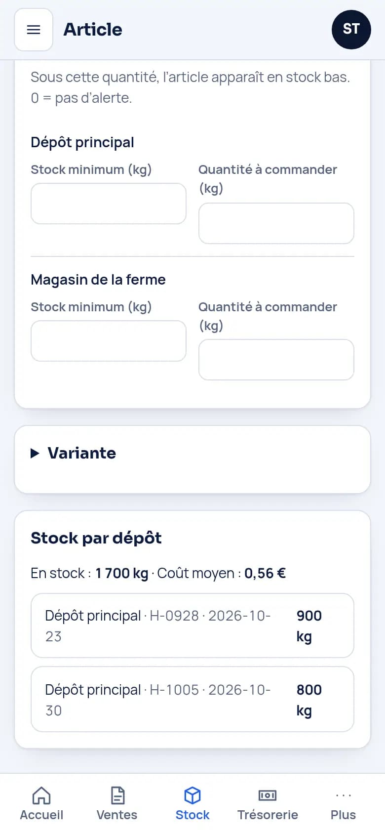 Rentrez chaque récolte en stock · Exploitations agricoles et coopératives