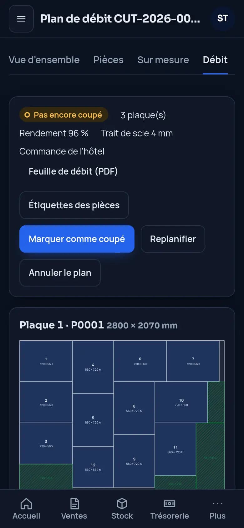 Entamez les chutes avant les panneaux entiers · Menuiserie bois