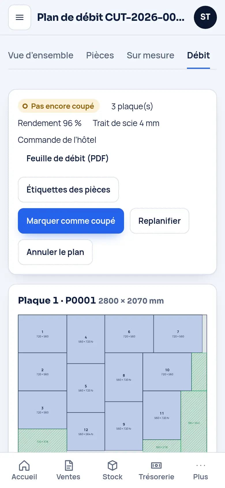 Entamez les chutes avant les panneaux entiers · Menuiserie bois