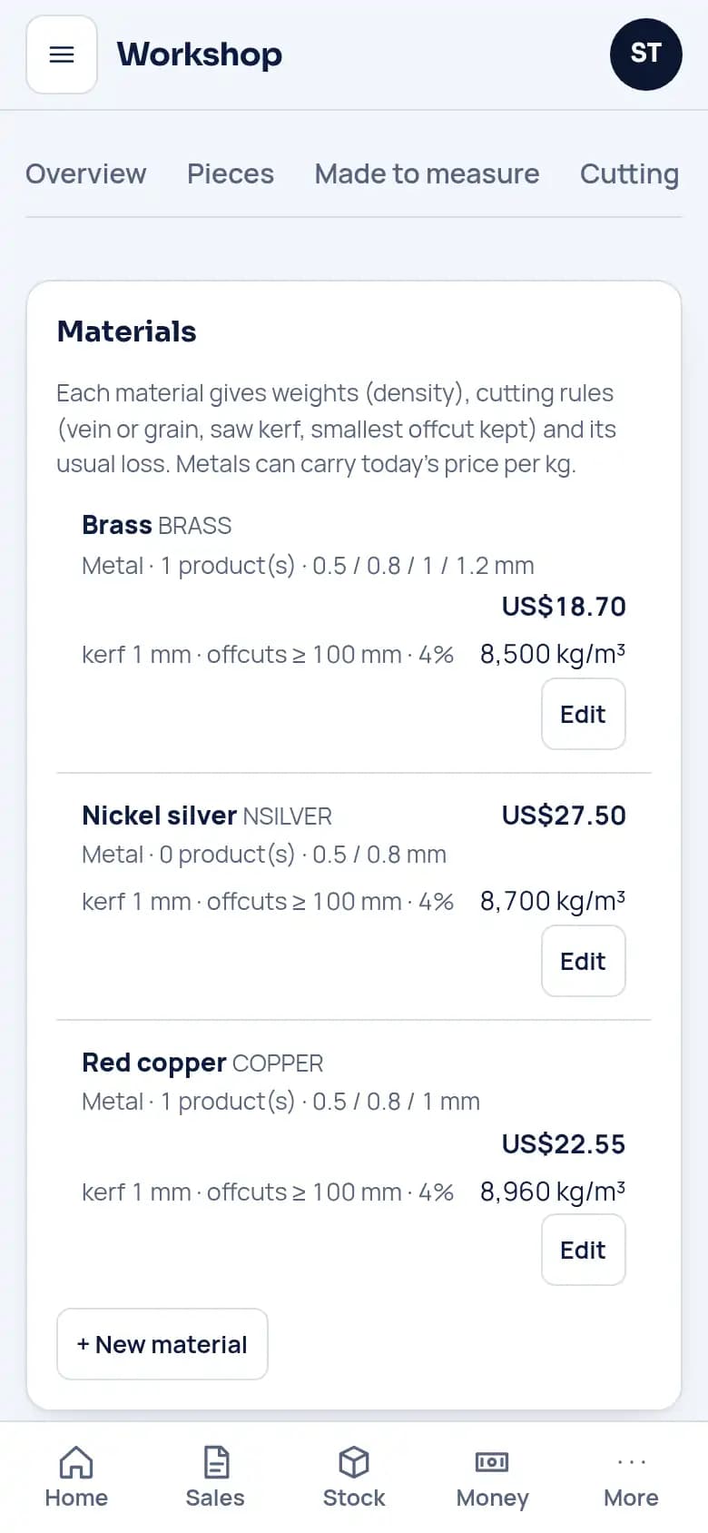 Keep every sheet by weight · Copper craft