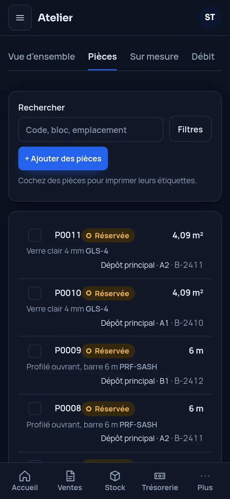 Suivez chaque barre et chaque chute · Menuiserie aluminium
