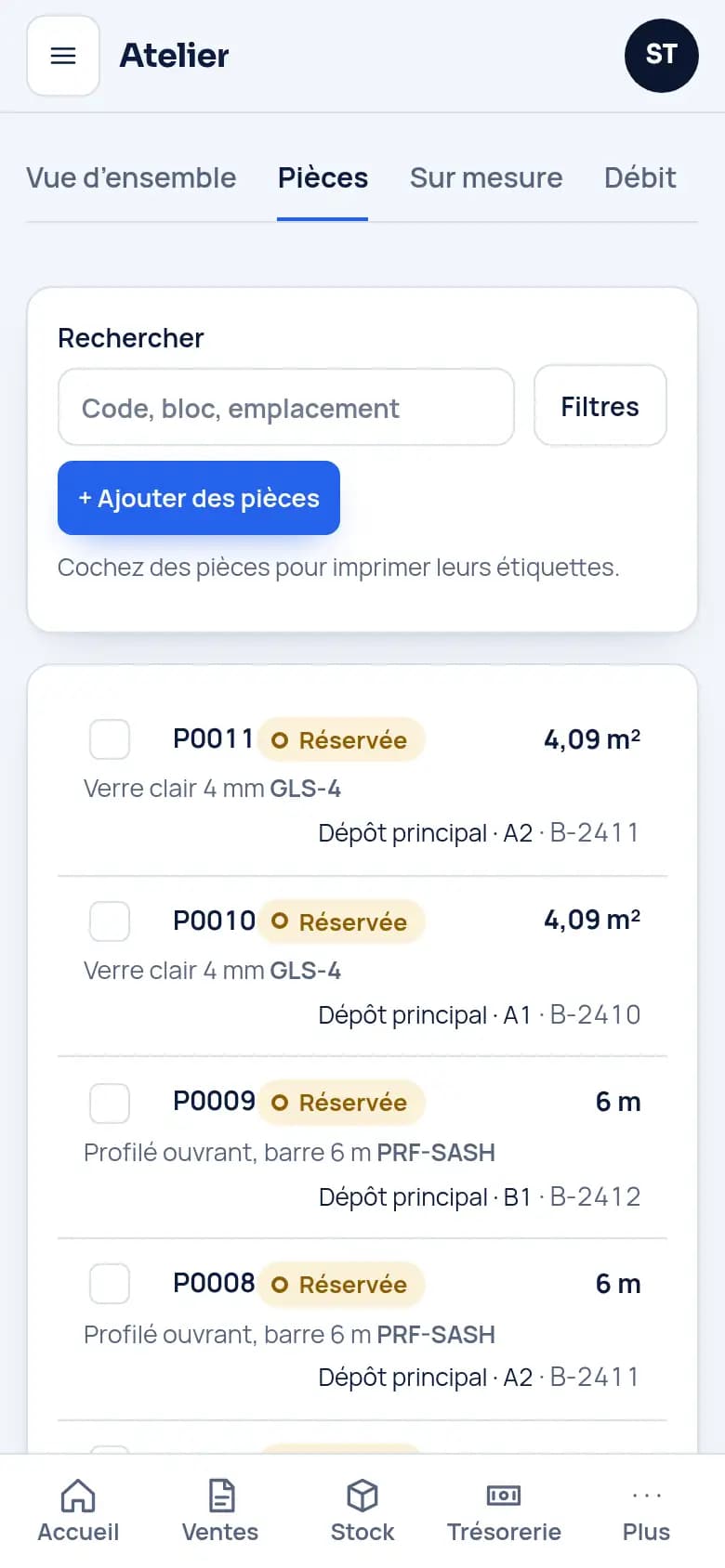 Suivez chaque barre et chaque chute · Menuiserie aluminium