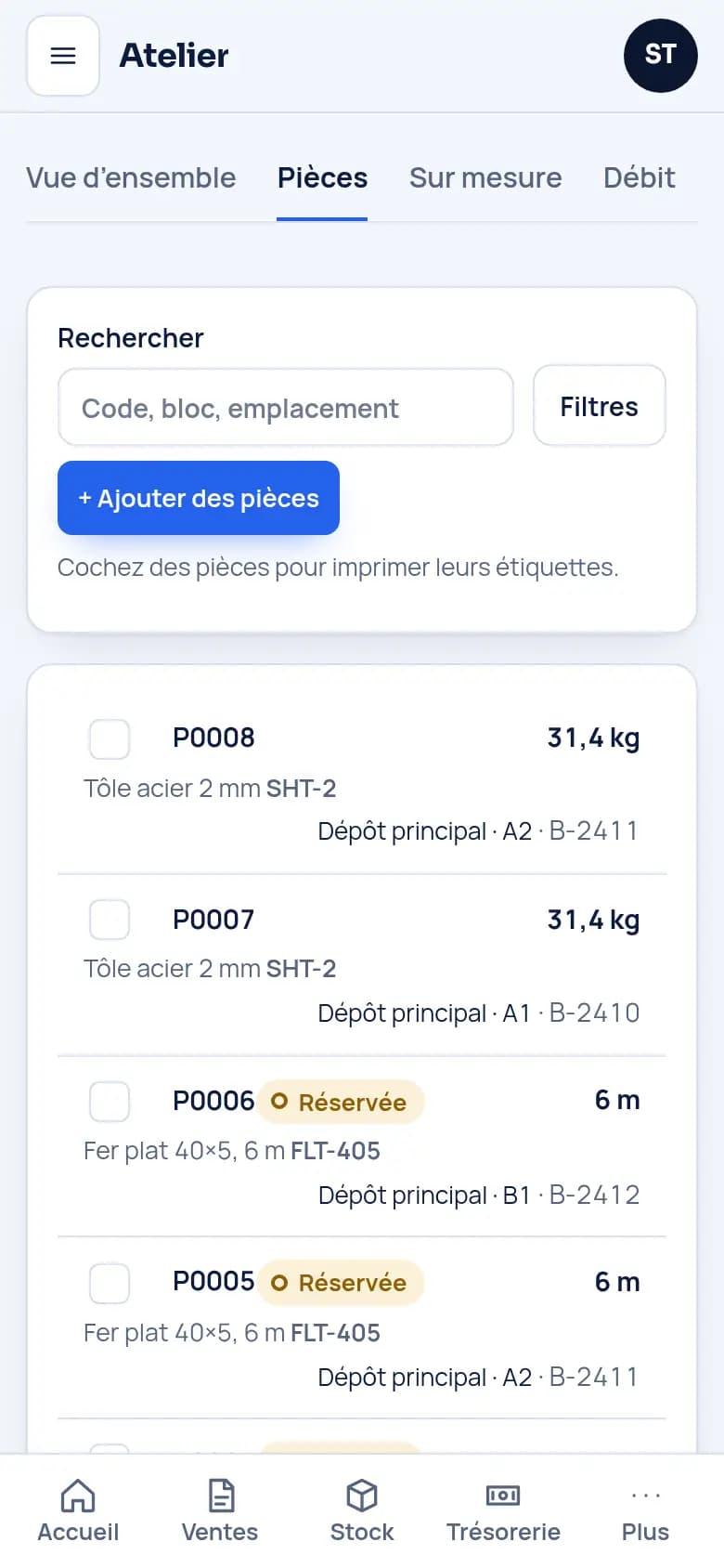 Connaissez le poids de chaque barre · Ferronnerie et métallerie