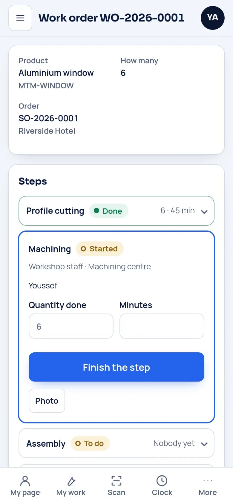 Follow each step on the phone · Aluminium joinery
