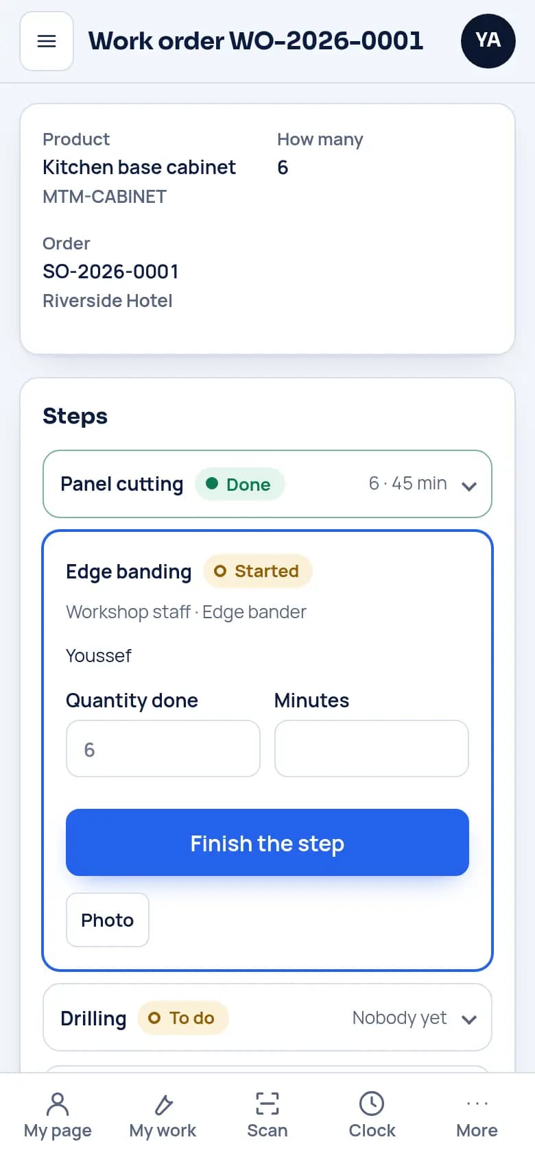 Follow each step on the phone · Wood joinery