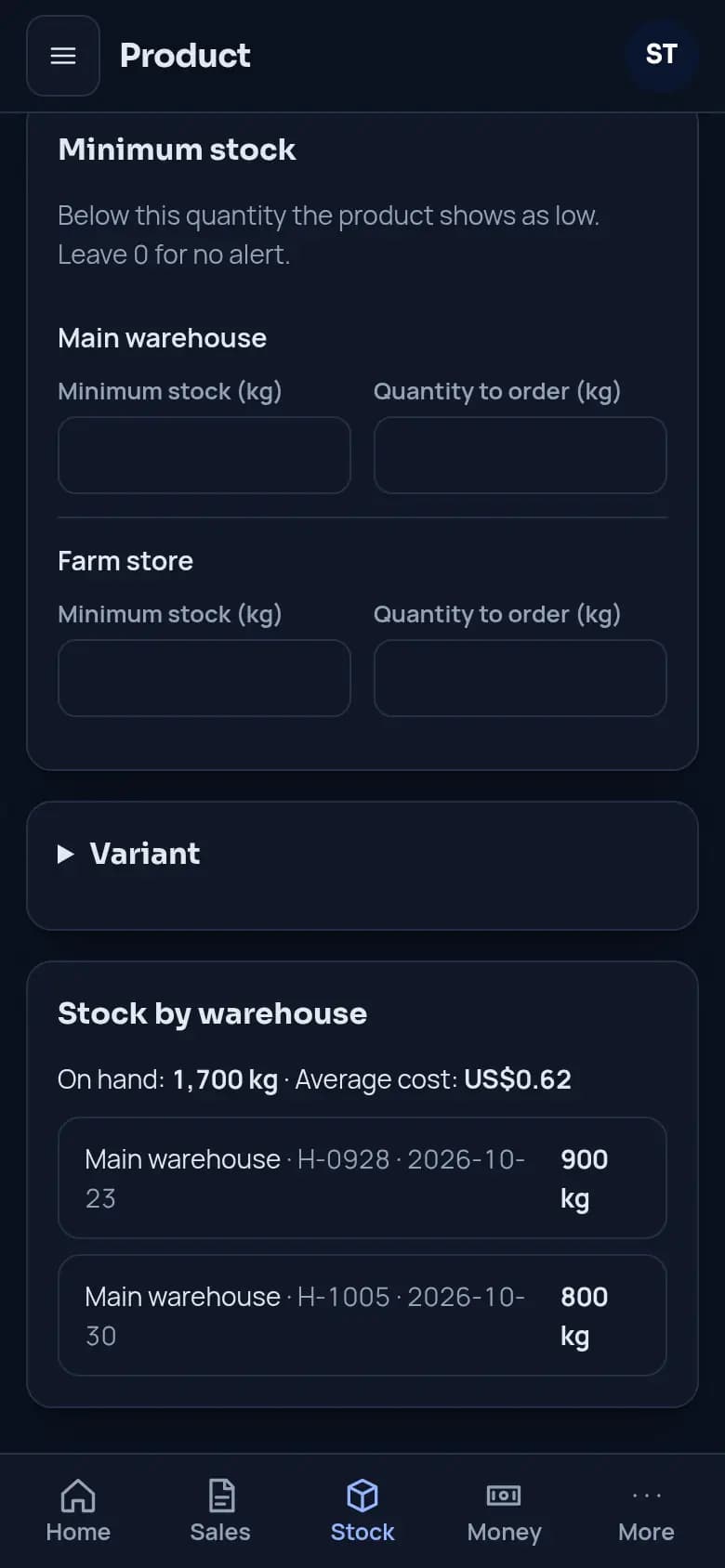 Put each harvest into stock · Farms and cooperatives