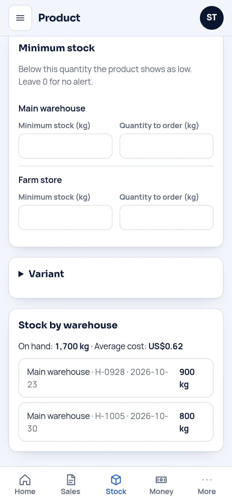 Put each harvest into stock · Farms and cooperatives