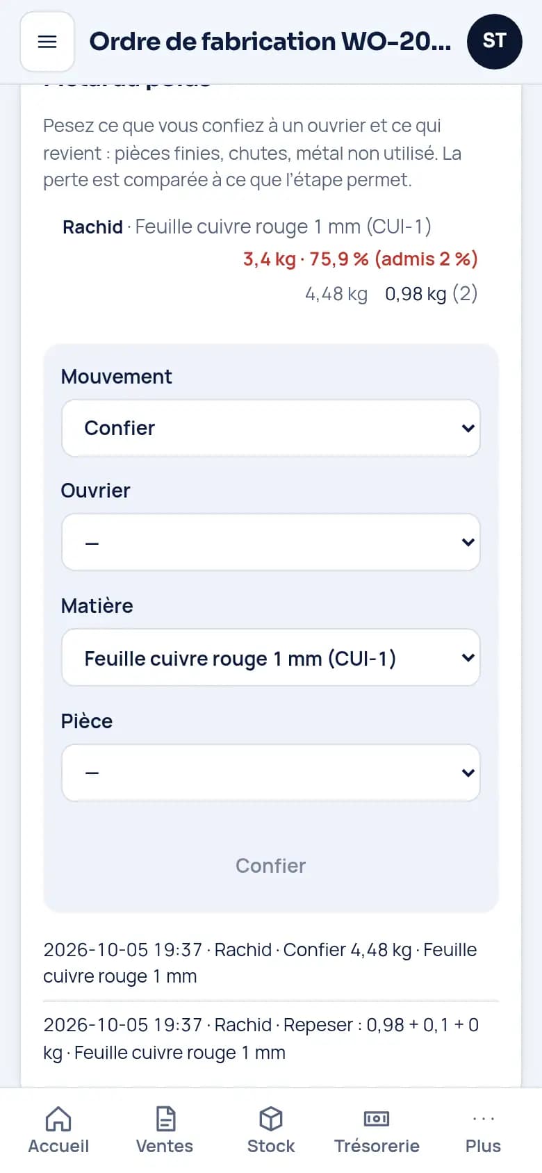 Voyez la perte de métal à chaque étape · Dinanderie (cuivre et laiton)