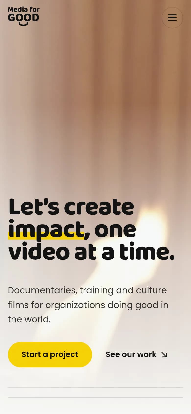 Media for Good · Studio site with a film portfolio
